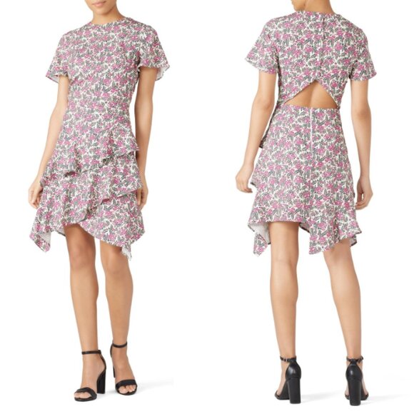 STYLESTALKER Moana Mini Dress Ruffles Cutout Back Floral Hourglass Size S - Picture 1 of 9